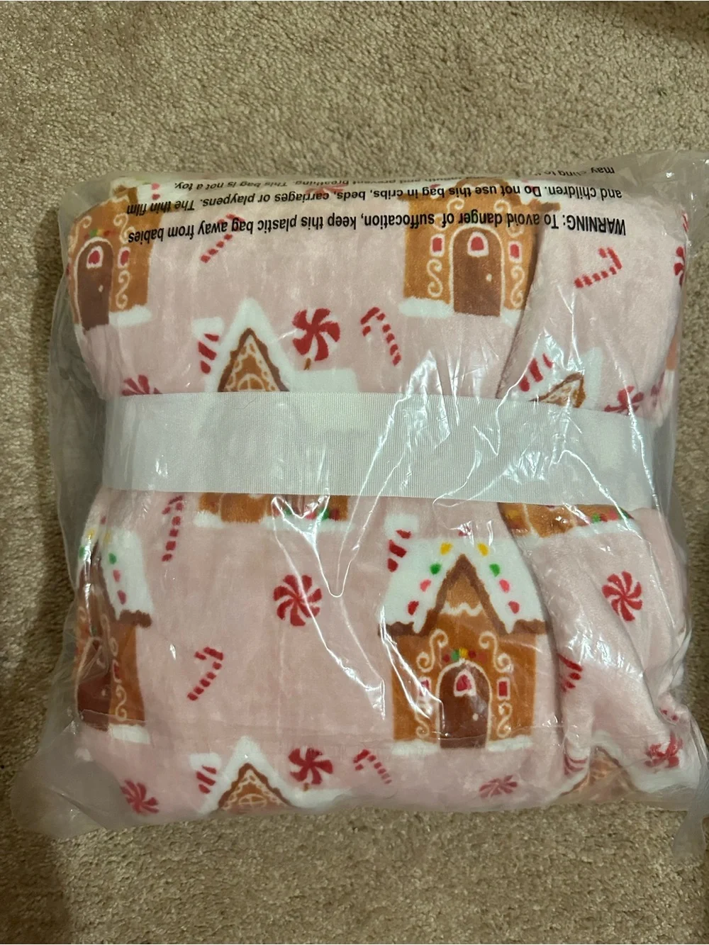 Berkshire Pink Gingerbread House VelvetSoft Throw